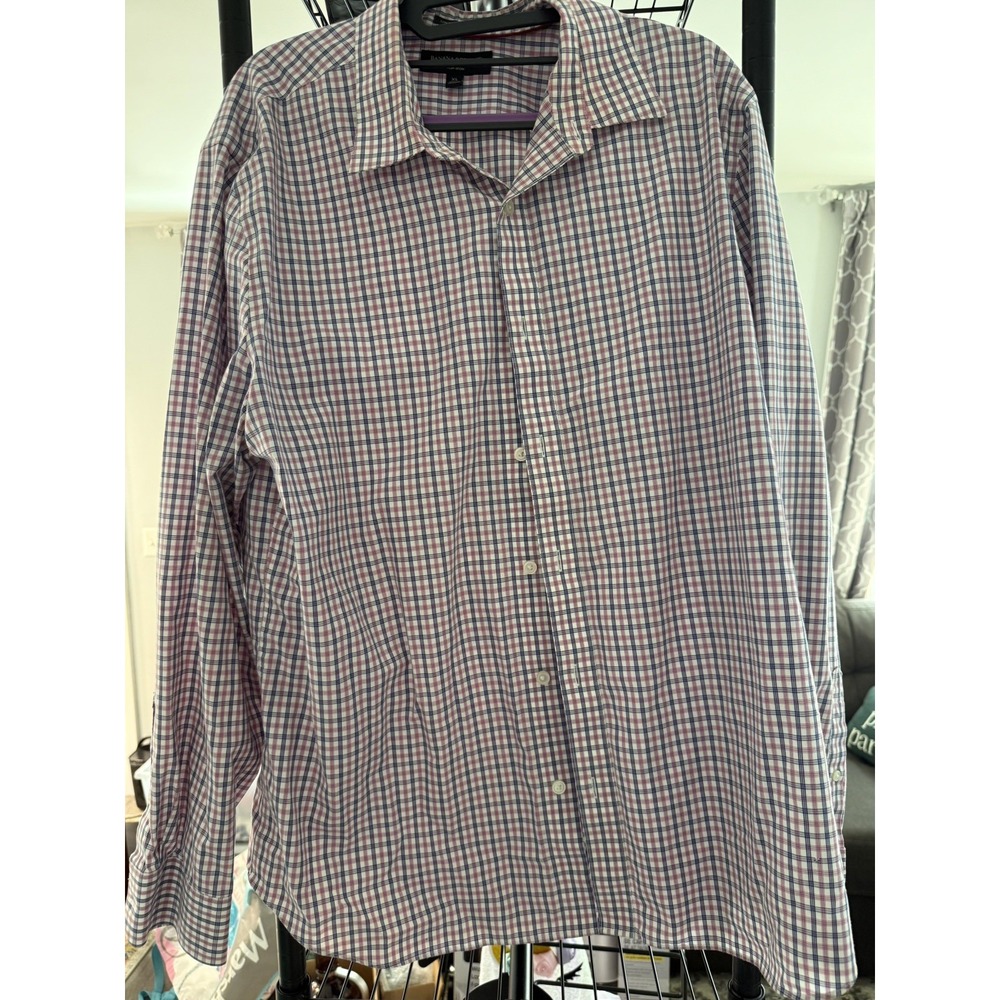 Banana Republic Men's XL Untucked Fit Non-Iron Multicolor Plaid Button Up Shirt